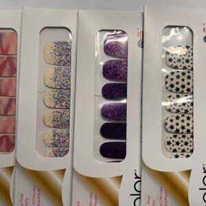 Color Street Nail Strips - Purple Glitter, Starry Black, Multicolor Confetti Lot